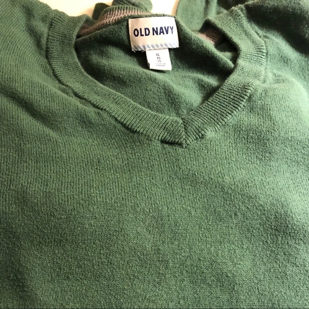 Old Navy 100% Cotton V-Neck Solid Green Men’s Sweater XL